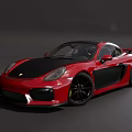 Red Two Door Sports Car With Black Side Panels And Yellow Rims