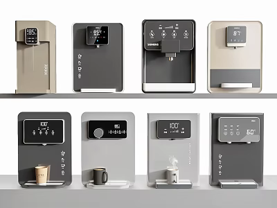 Various Styles Of Modern Water Dispensers With Digital Displays For Home Daily Use 3d model