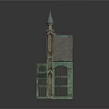Historic Arched Gateway Building With Two Spired Towers Iron Grilles And Clock
