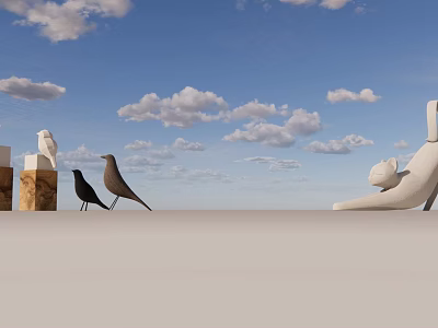 Modern Minimalist Decorative Ornament Set With Abstract Sculptures Black Bird Figurines And White Statues 3d model