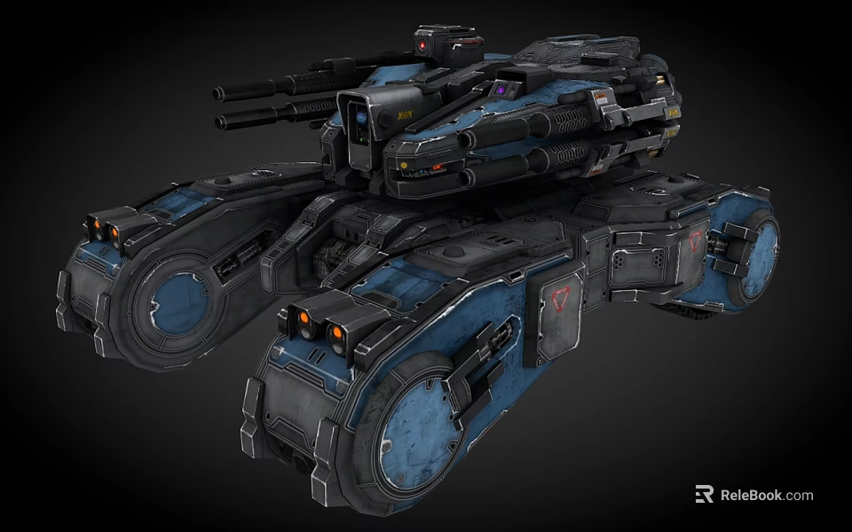 Futuristic Armored Combat Vehicle With Mechanical Wheels And Heavy Cannons 3d model 