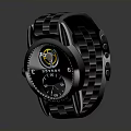 Stylish Bering Black Watch With Yellow Gear Design Numeric Dial And Metal Link Strap