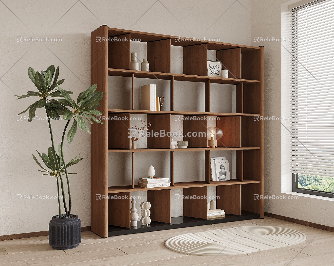 Quiet wind bookcase bookshelf 3d model