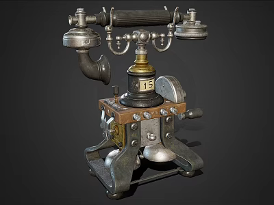 Vintage Mechanical Telephone Classic Old Fashioned Daily Electrical Appliance With Metal Parts And Dial Design 3d model