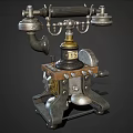 Vintage Mechanical Telephone Classic Old Fashioned Daily Electrical Appliance With Metal Parts And Dial Design