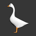 Cute White Duck Toy With Orange Beak And Orange Feet On Dark Surface