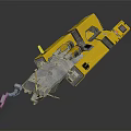 Yellow and Gray Modular Spacecraft Design Featuring Structural Components for Cosmic Missions 3d model