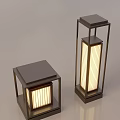 Modern Minimalist Outdoor Lights With Square Metal Frame And Striped Illuminated Lampshade