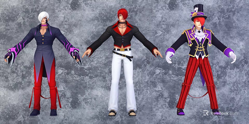 Game Movie Characters With Red Hair And Different Stylish Outfits Design 3d model 