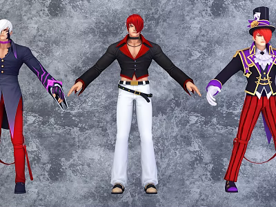 Game Movie Characters With Red Hair And Different Stylish Outfits Design 3d model