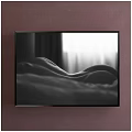 Black and White Framed Figure Painting With Curved Human Body And Soft Window Light