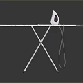 White Ironing Board With Purple Iron And Folding Stand For Home Use