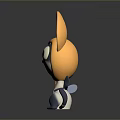 Cute Cartoon Game and Movie Character with Big Orange Ears Blue Body and Antennae