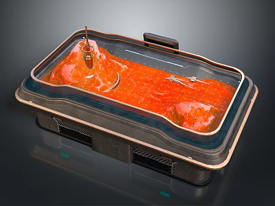 Insulated Commercial Food Display Equipment with Transparent Lid and Metal Frame for Catering Services 3d model