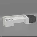 Modern Black And White Marble Reception Desk With Built In Lighting Design 3d model