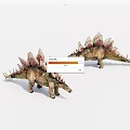 Two Realistic Stegosaurus Dinosaur Models With Spiked Backs On White Background 3d model