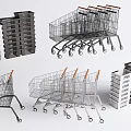 Public Facility Stackable Shopping Carts And Baskets For Retail Stores 3d model