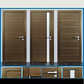Modern Wooden Hinged Door Designs With Striped Panels And Metal Handles