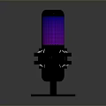 Modern Desktop Microphone With Purple Mesh And Blue Lighting Stand For Daily Use
