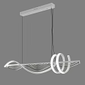 Modern Curved White Pendant Light With Circular Metal Frame And LED Lighting 3d model