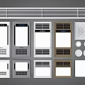 Various Air Conditioner Indoor Units With Diverse Panel Designs And Color Options 3d model