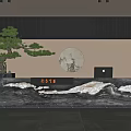New Chinese Hall Front Desk Front Desk Background Pine 3d model