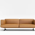 Modern Double Sofa Leather Multiplayer Sofa Minimalist Leather Sofa 3d model