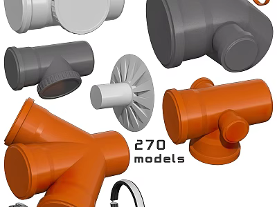 Different Types of Pipe Fittings Including 270 Models for Plumbing 3d model