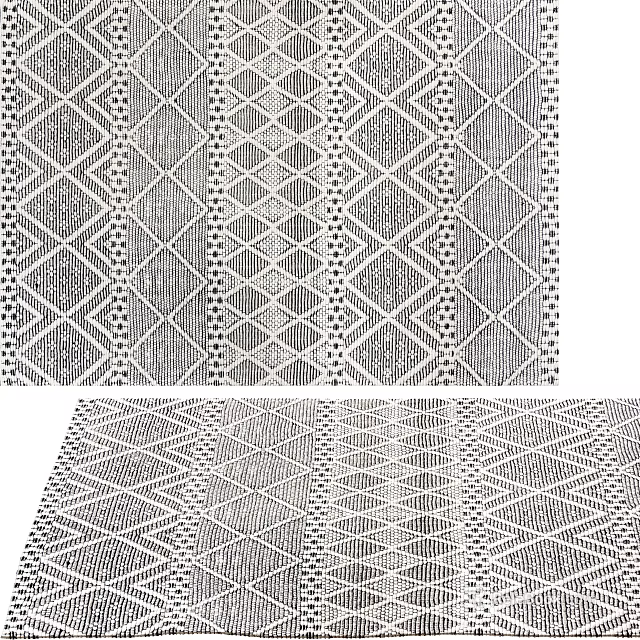 Black And White Square Rug With Geometric Patterns 3d model