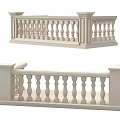 Classical White Railing Design With Ornamental Posts For Balcony And Staircase 3d model