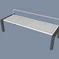 Modern Landscape Bench With White Seat Black Frame And Stripe Design 3d model