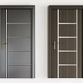 Multiple Dark Colored Swing Doors with Panel Designs and Metal Handles for Home Interiors