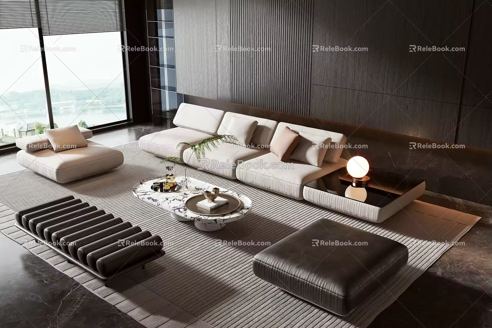 Modern sofa coffee table combination 3d model