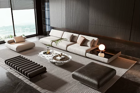 Modern sofa coffee table combination 3d model