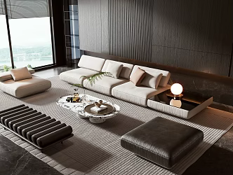Modern sofa coffee table combination 3d model