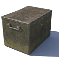 Vintage Green Storage Box With Metal Handle And Side Blue Emblem