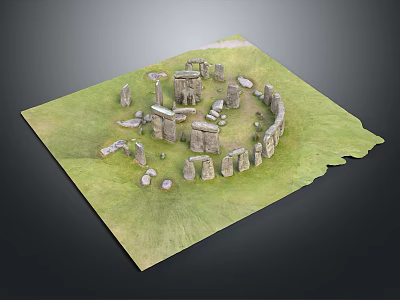 Cartoon Scene Of 3D Stonehenge Ancient Stone Circle With Arranged Stones And Green Grass 3d model