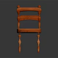 Classic Wooden Leisure Chair With Curved Backrest Decorative Wooden Knobs And Carved Legs