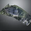Open Pit Mine Structure With Terraced Layers Green Vegetation And Access Roads
