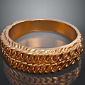 Elegant Gold Ring With Double Chain Texture And Shiny Metallic Finish 3d model