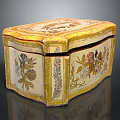 Decorative Floral Patterned Golden Border Polygonal Clothing Accessory Storage Box for Wardrobe