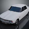 White Vintage Sedan With Retro Exterior Design And Shiny Classic Car Style