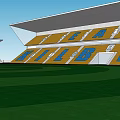 Modern Football Stadium With Unique Roof Design Gray Facade And Sulwha Branding