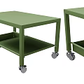 Functional Green Coffee Table With Double Layer Storage And Mobile Wheels 3d model