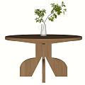Quiet Wind Dining Table Solid Wood Dining Table Round Table Middle Ancient 3d model