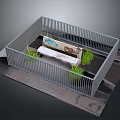 Outdoor Seating Area With Metal Fence Bench Green Plants And Coffee Sign