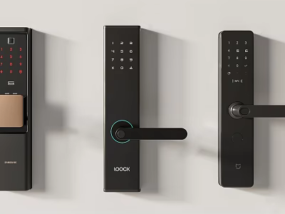 Modern Smart Door Handles With Digital Keypad And Intelligent Lock Design For Home Security 3d model