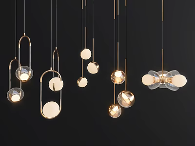 Modern Luxury Pendant Lights with Metal Frames Glass Globes and Warm Light for Contemporary Spaces 3d model