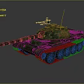 Armored Military Tank With Camouflage Paint Main Gun Barrel And Tracks