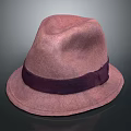 Stylish Light Pink Felt Hat With Dark Purple Band For Daily Use